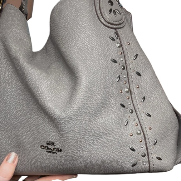 Coach Light Gray Leather Shoulder Bag - Picture 3 of 12